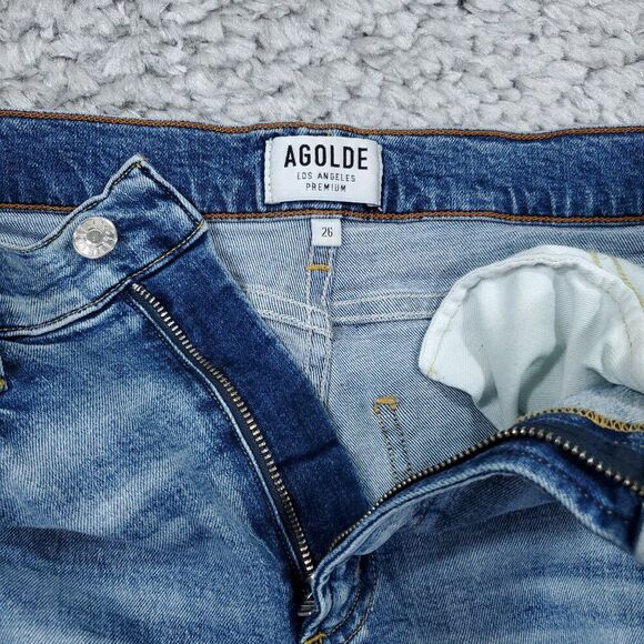 Agolde Ruby Super High Rise Premium Slim Straight Jeans Outsider Size 26 Blue - Picture 8 of 16
